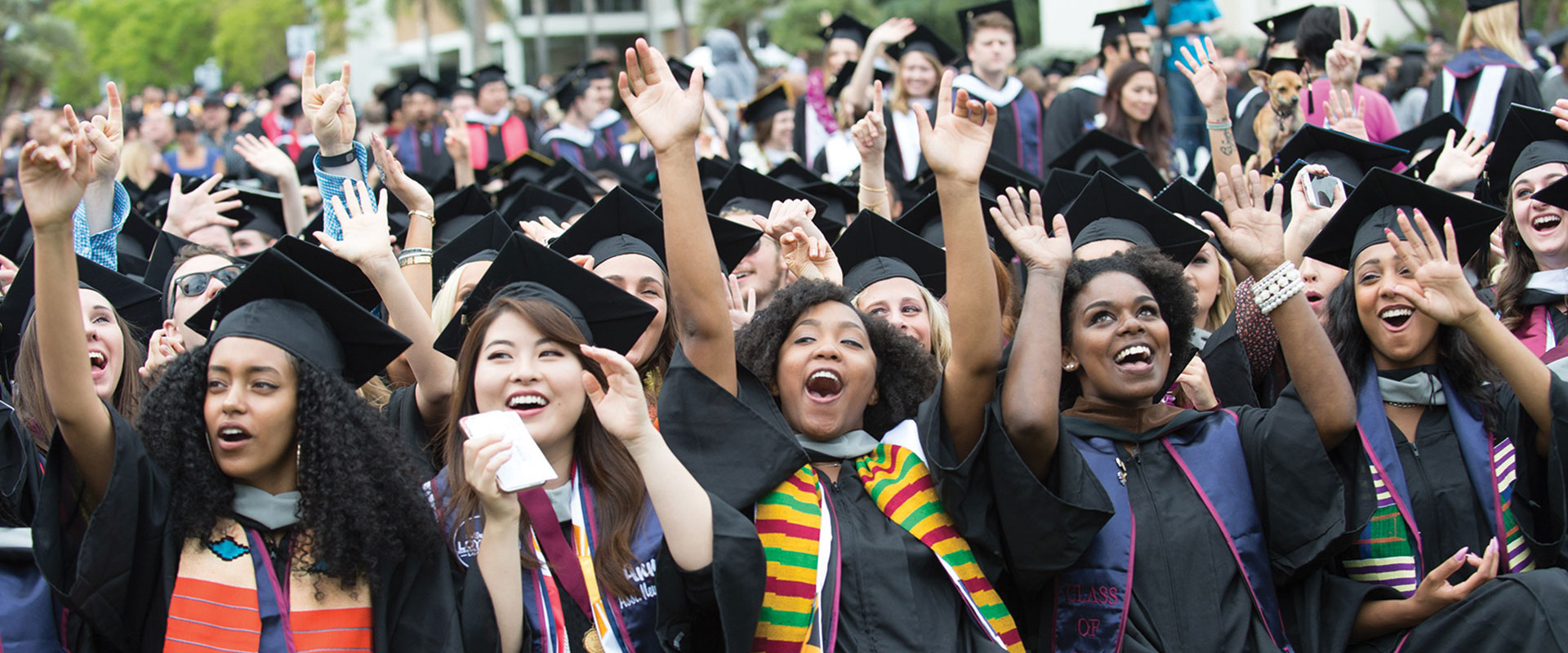 LMU Students cheering at Commencement
