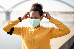 Female student wearing a mask