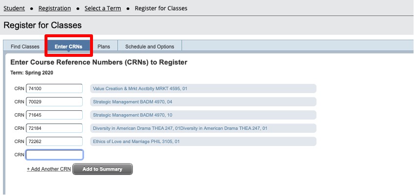 Prowl Register for Class Screen