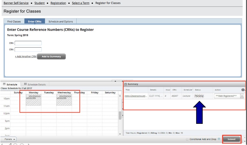 Prowl Register for Class Screen