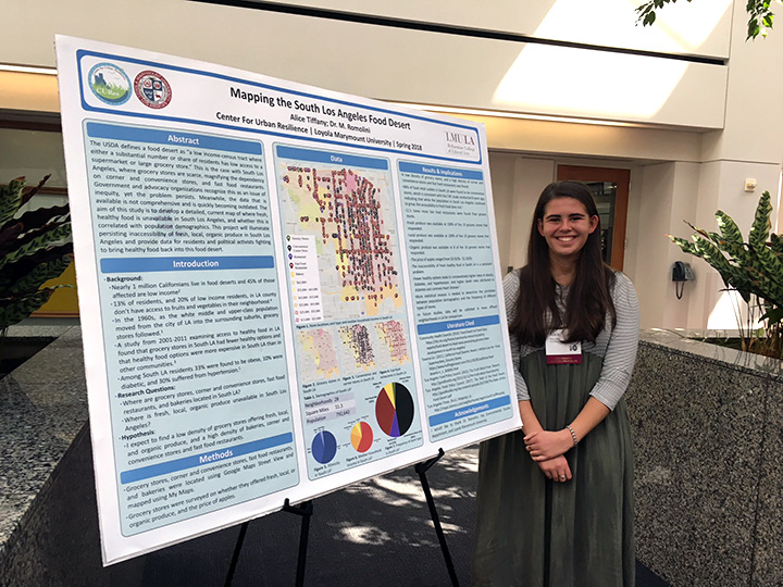 Alice Tiffany (LMU '21) investigating the distribution of healthy food options to better understand food deserts in Los Angeles.