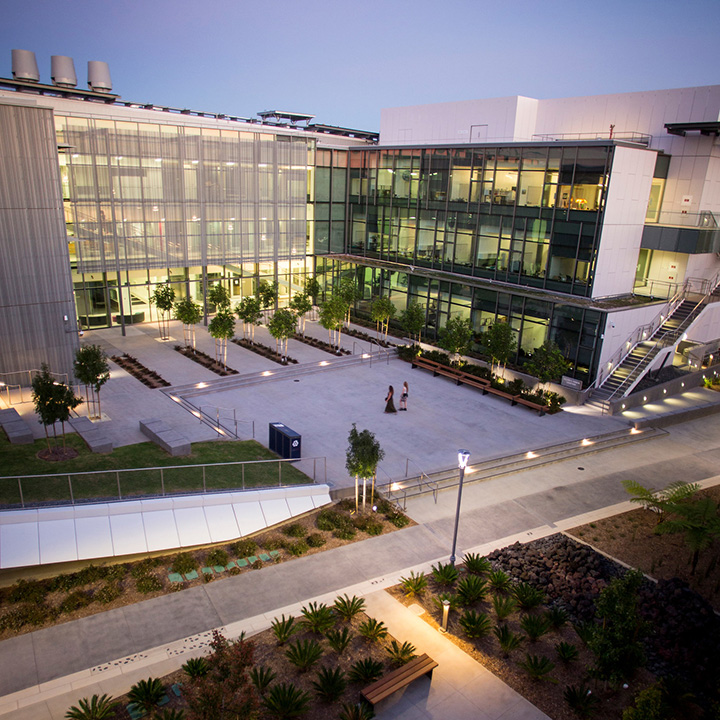 The Life Sciences Building at sunset