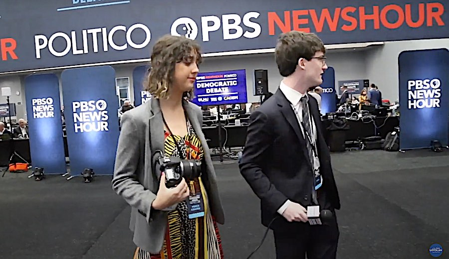 Loyolan student journalists at 2020 Democratic Debate at LMU