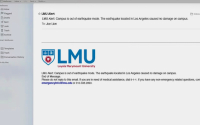Screen shot of LMU Alert site