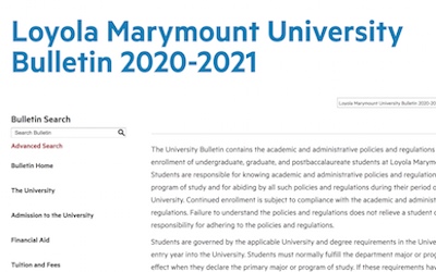 Screen shot of LMU Bulletin online