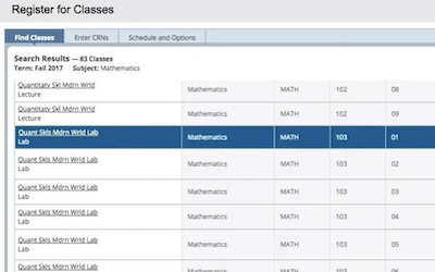Screenshot from PROWL registration system