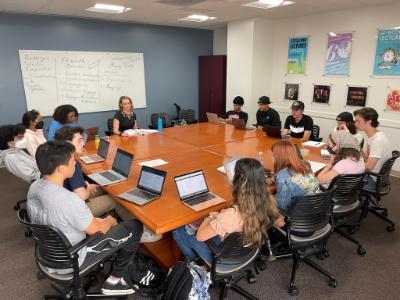 Students taking a class in the Honors Seminar Room